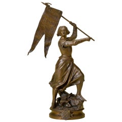 Antique Joan of Arc Bronze, after Adrien Etienne Gaudez, circa 1880-1910