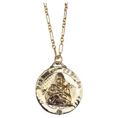 Chaîne collier Joan of Arc avec chaîne en diamant blanc pièce de monnaie médaillon J Dauphin