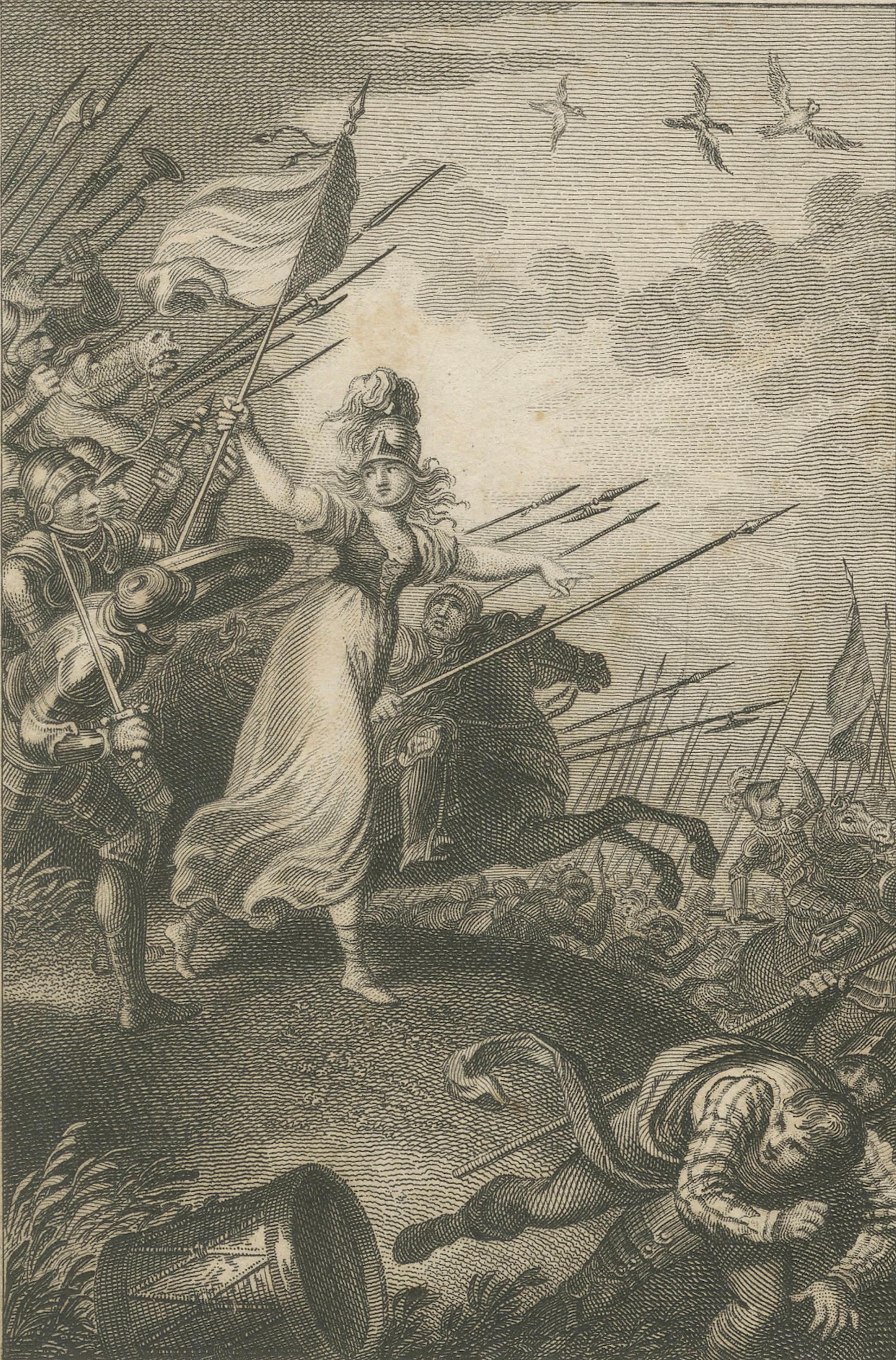 Joan of Arc Life Scenes, German Romantic Engraving, 1813, Copper Print