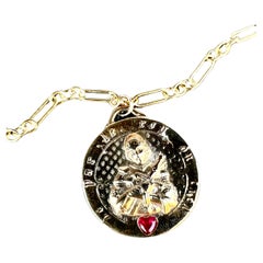 Chaîne collier pendentif Joan of Arc médaille cœur rubis bronze J Dauphin