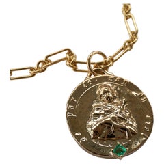 Joan of Arc Necklace Emerald Medal Gold Plated Chain J Dauphin
