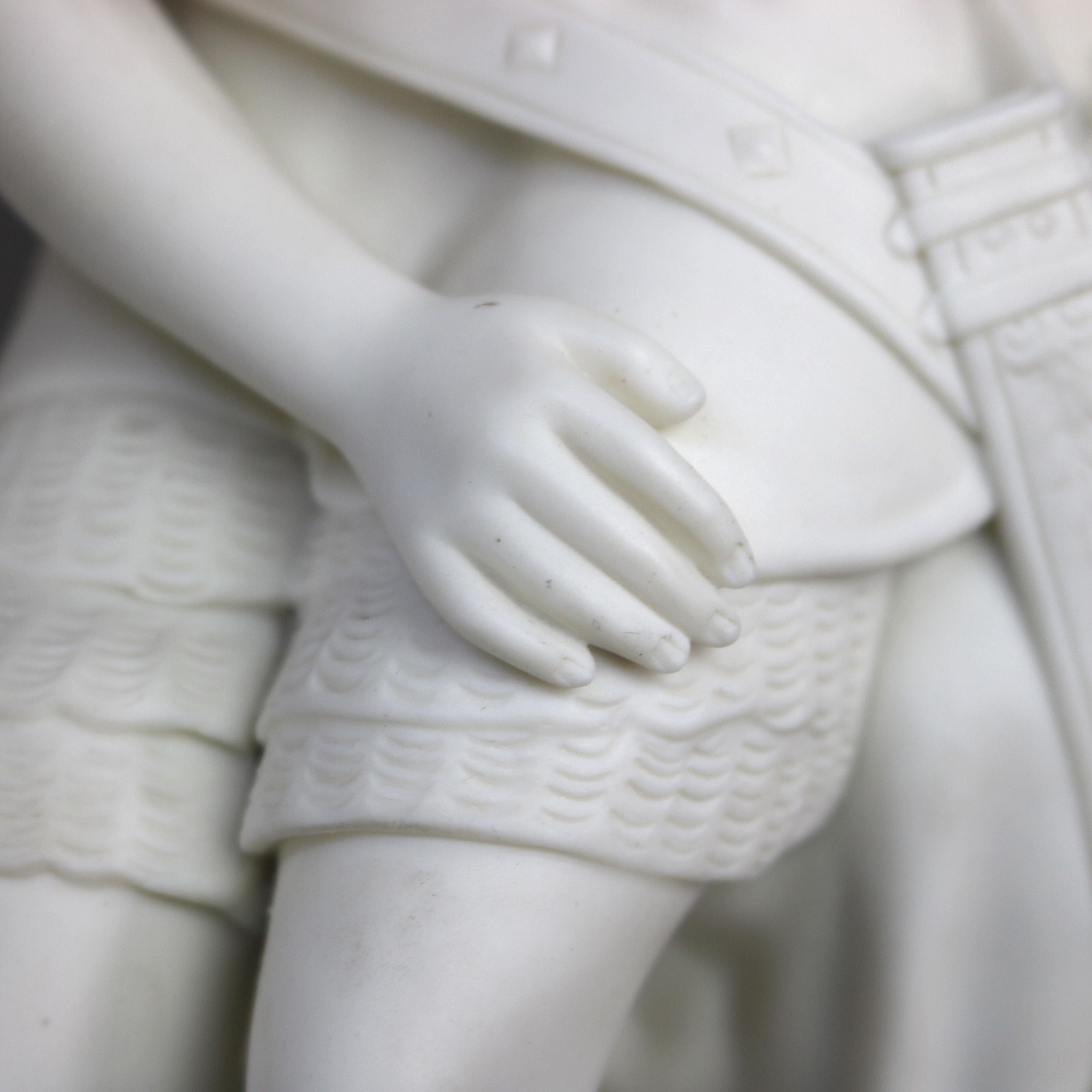 Joan of Arc Parian Bisque Porcelain Sculpture Signed John Bell C1848 In Good Condition For Sale In Big Flats, NY