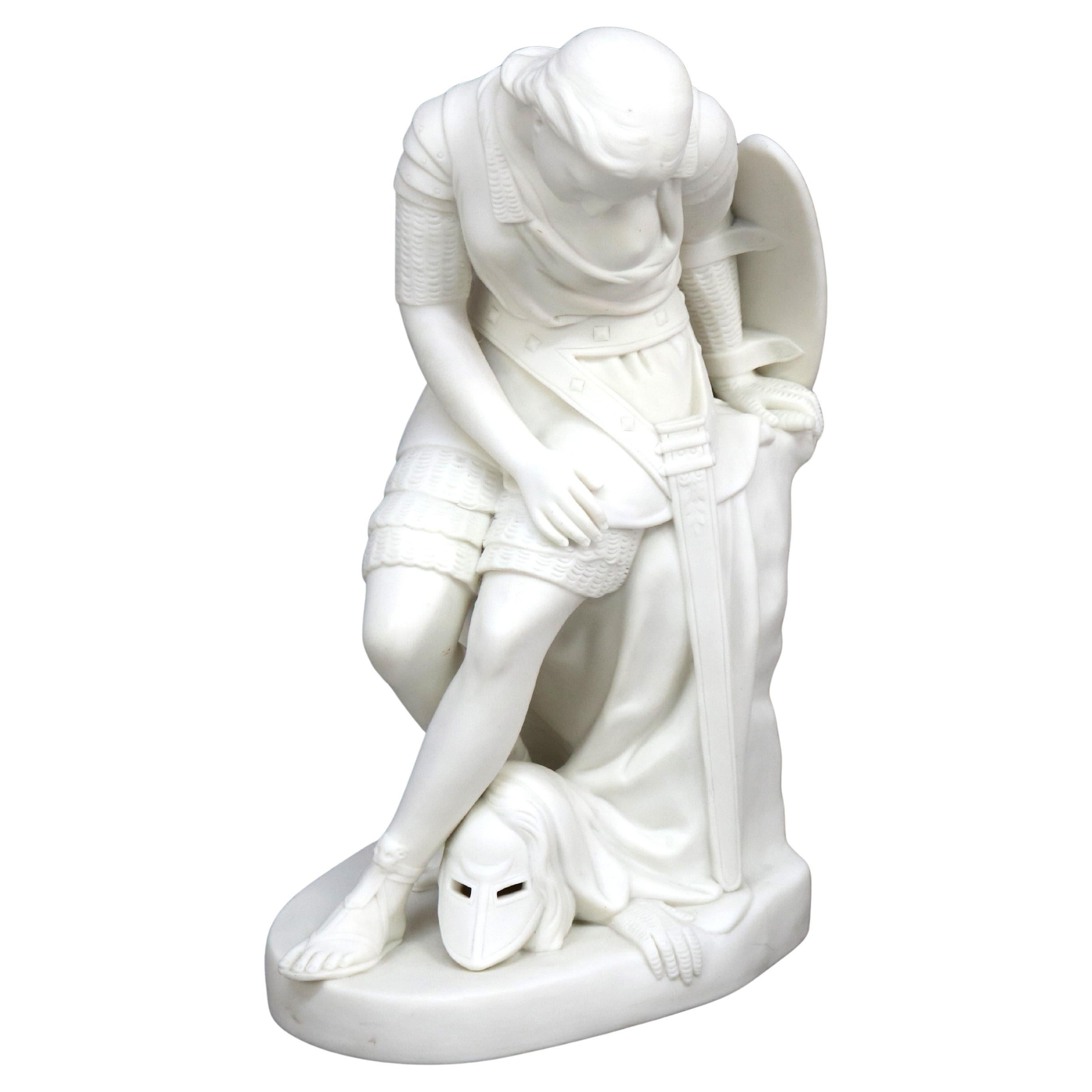 Juana de Arco Escultura de porcelana de Bisque Pariano Firmada John Bell C1848
