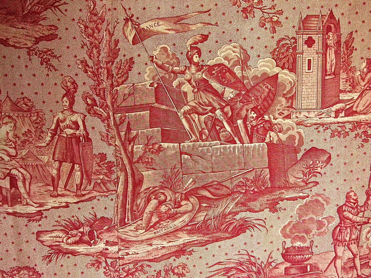 Joan of Arc Red Cotton Toile de Jouy Panel, French, 19th Century 2