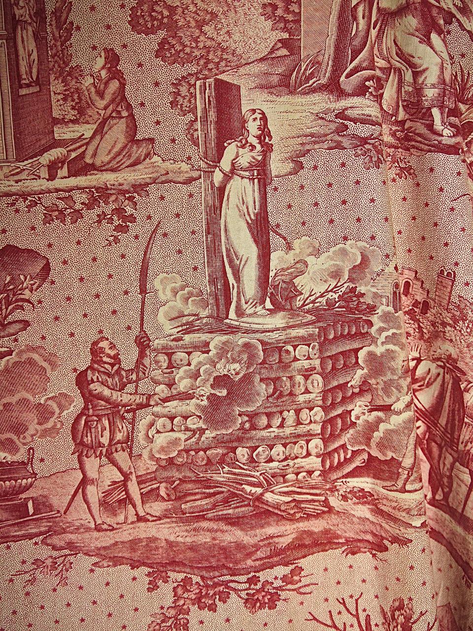 Joan of Arc Red Cotton Toile de Jouy Panel, French, 19th Century 3