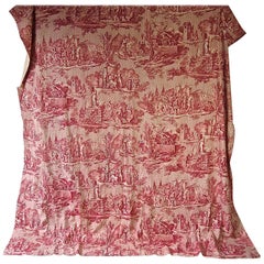 Joan of Arc Red Cotton Toile de Jouy Panel, French, 19th Century