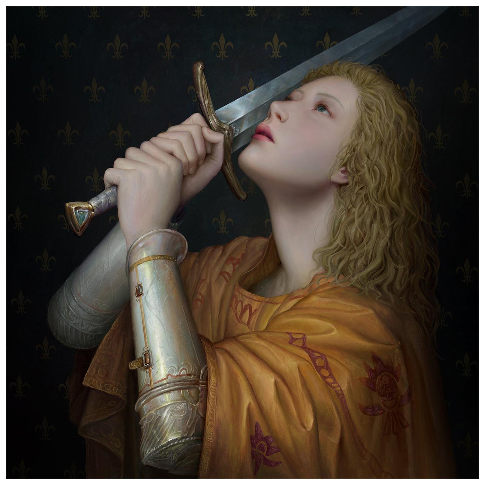Chinese Joan of Arc, Renaissance Style by Modern Digital Artist Kunlin Lee For Sale