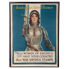 "Joan of Arc Saved France" Antique WWI Poster by William Haskell Coffin, 1917