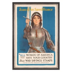 "Joan of Arc Saved France" by Haskell Coffin, Antique WWI Poster, 1918