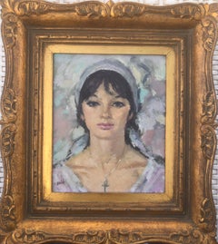 Female figure woman oil on canvas painting portrait