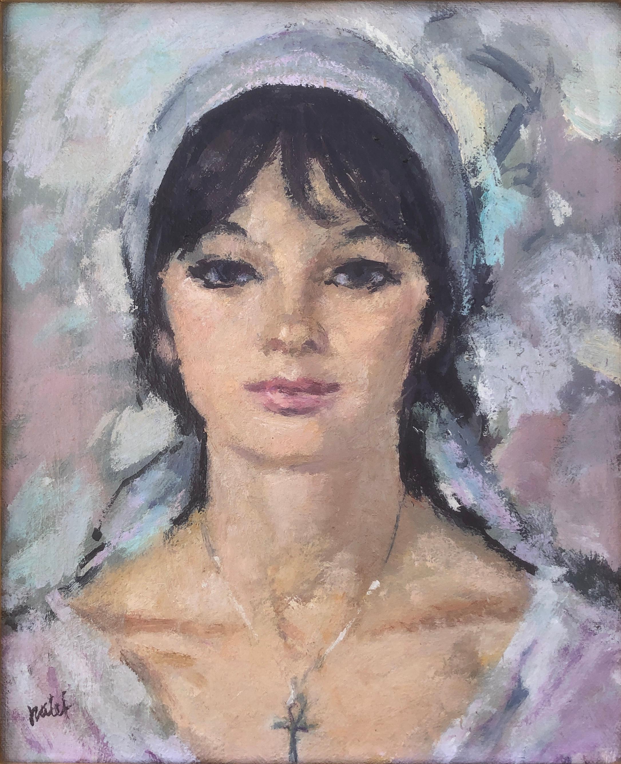 Joan Palet Figurative Painting - Female figure woman oil on canvas painting portrait
