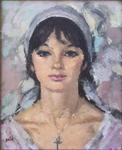 Vintage Female figure woman oil on canvas painting portrait