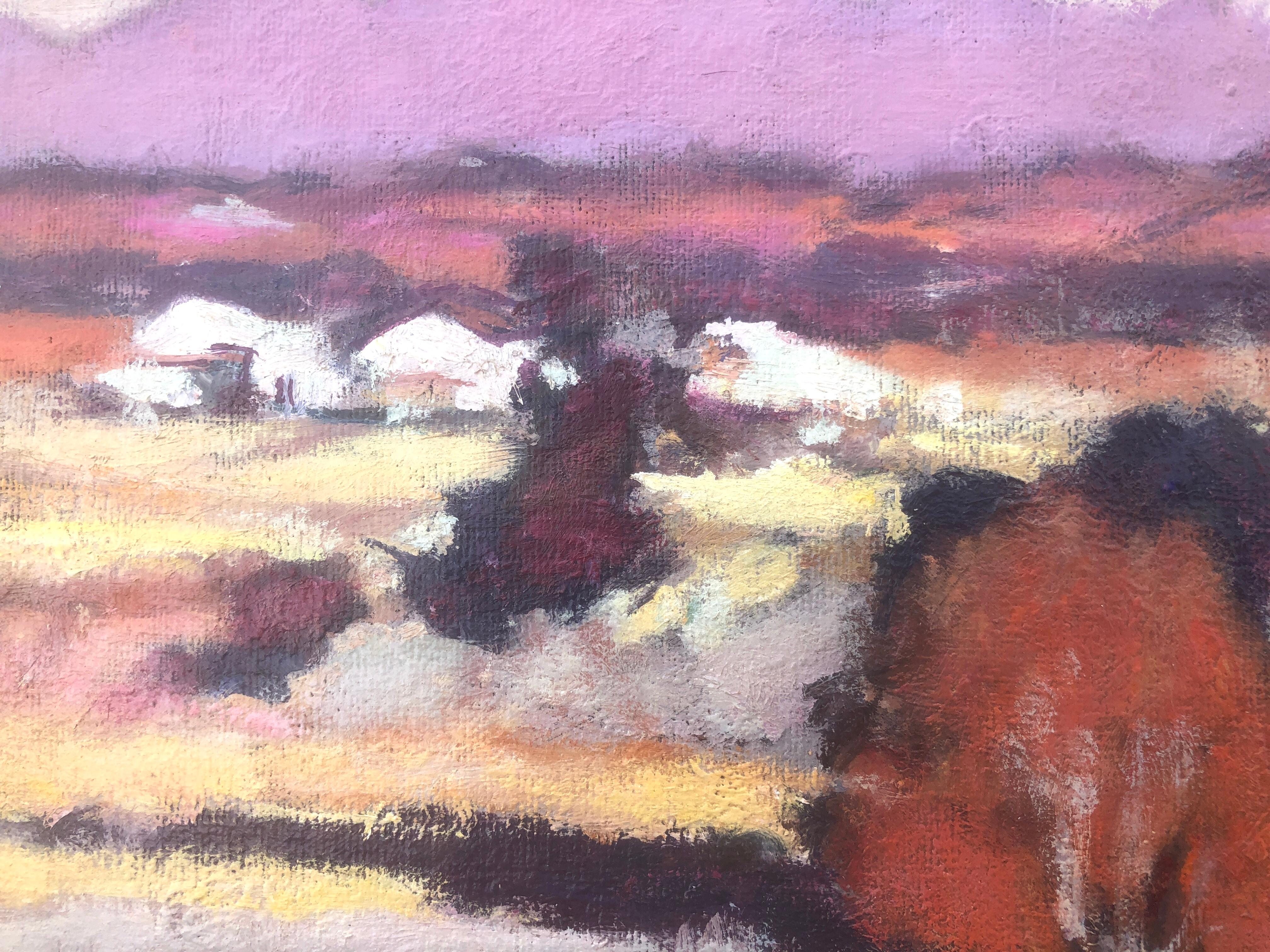 Montserrat Barcelona Spain oil on canvas painting spanish landscape - Beige Landscape Painting by Joan Palet