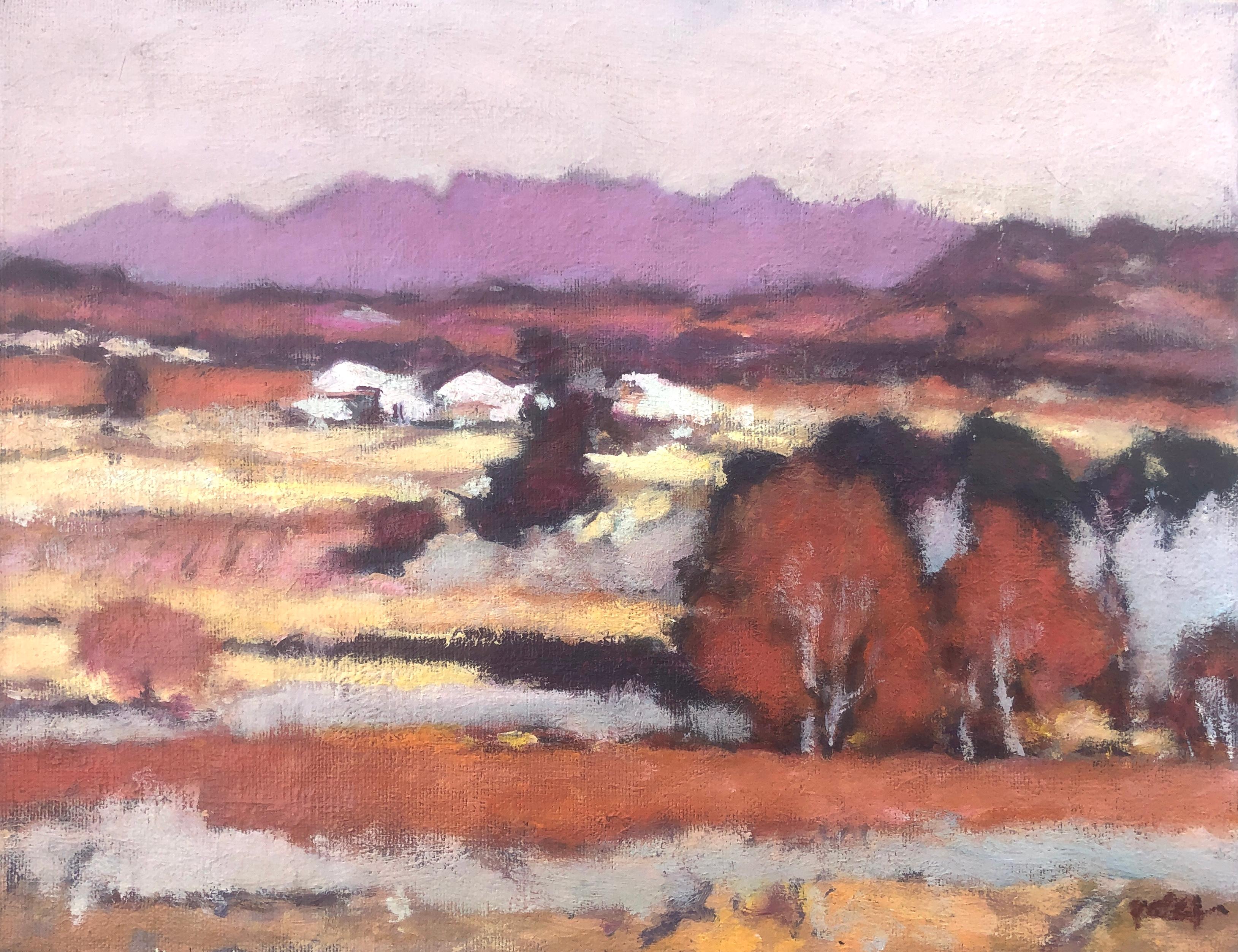 Joan Palet Landscape Painting - Montserrat Barcelona Spain oil on canvas painting spanish landscape