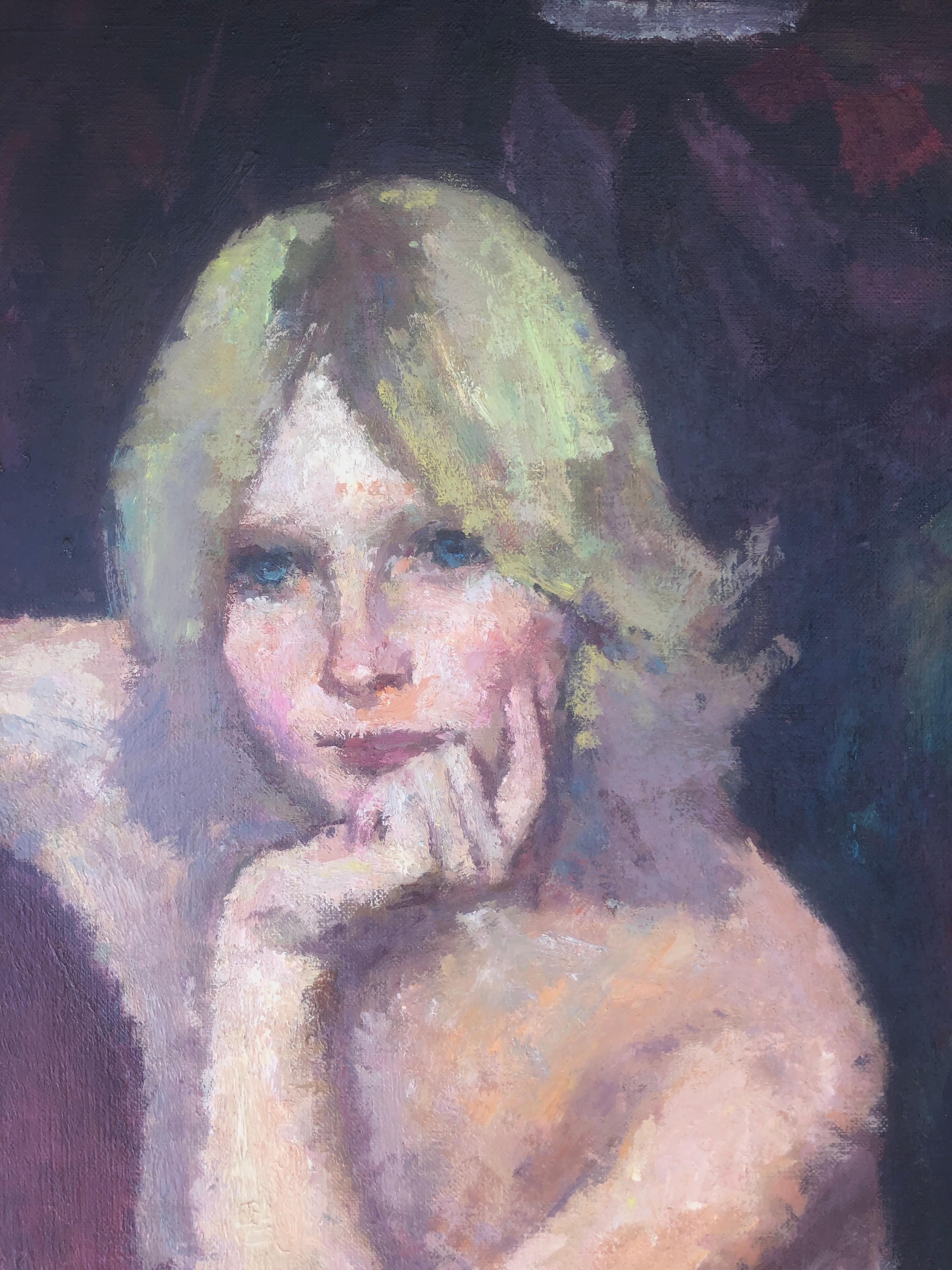 Mujer desnuda óleo sobre lienzo pintura retrato - Painting Impresionista de Joan Palet