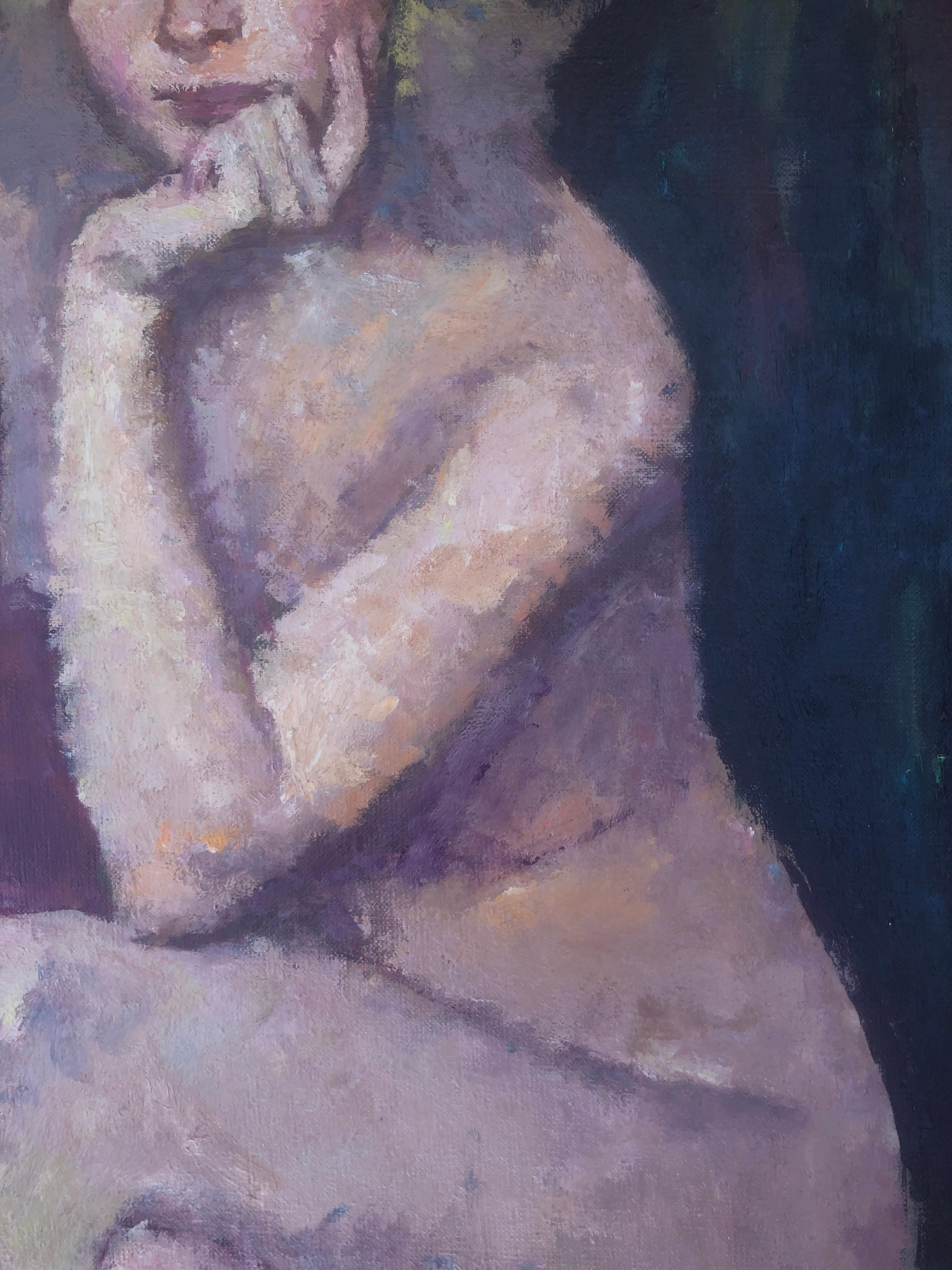 Nude woman oil on canvas painting portrait For Sale 2