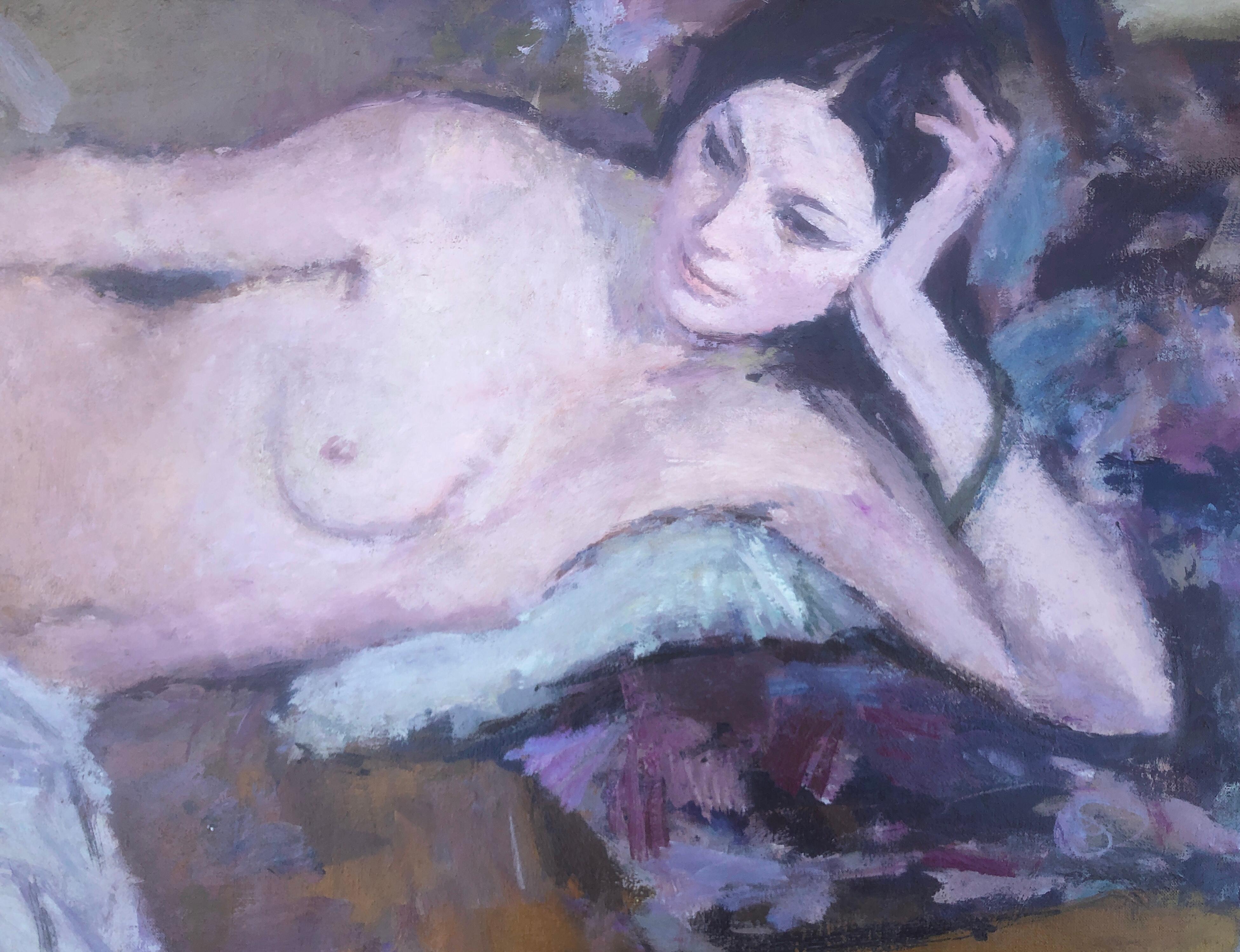 Nude woman oil on canvas painting portrait For Sale 3
