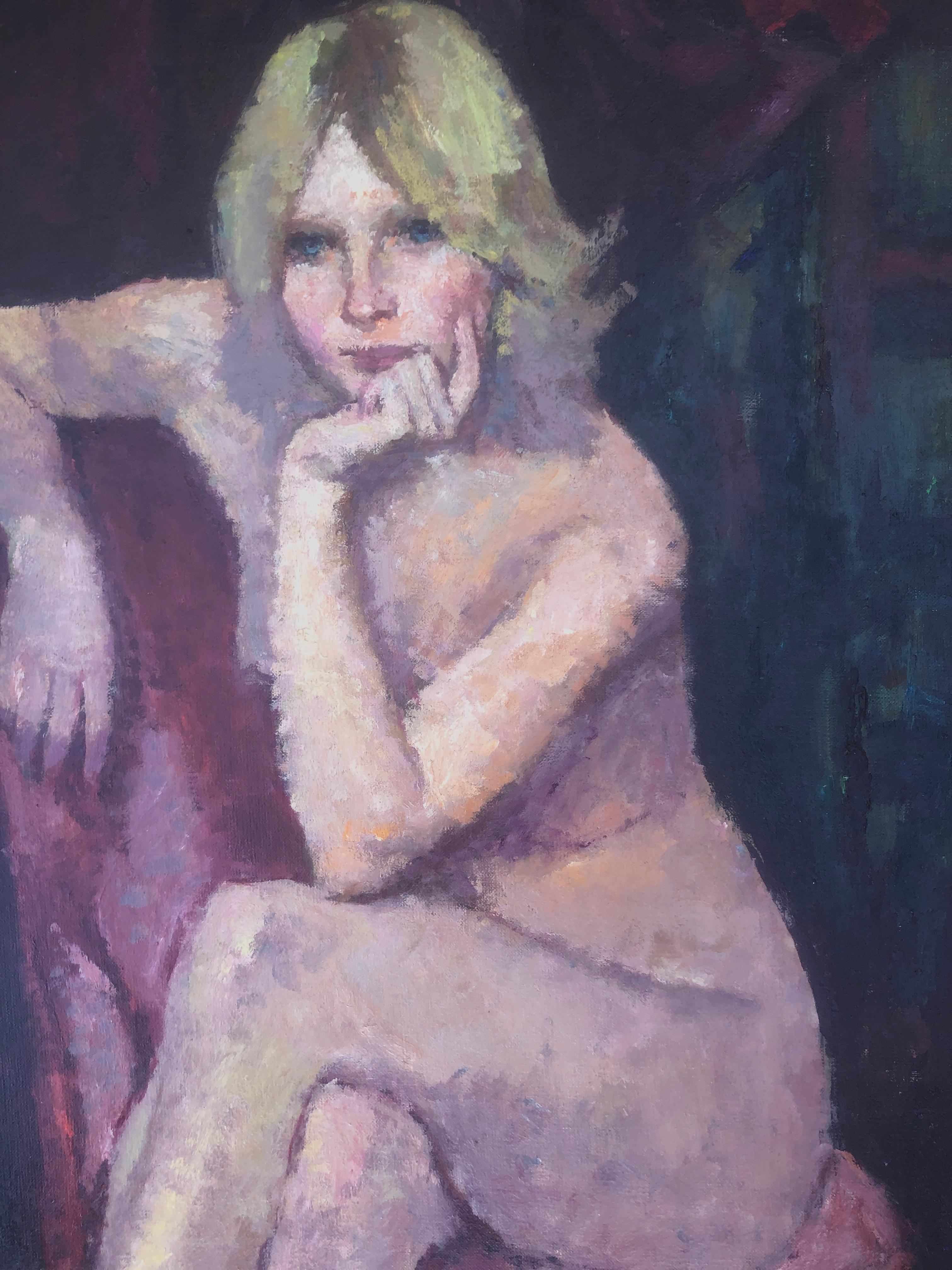 Mujer desnuda óleo sobre lienzo pintura retrato en venta 2