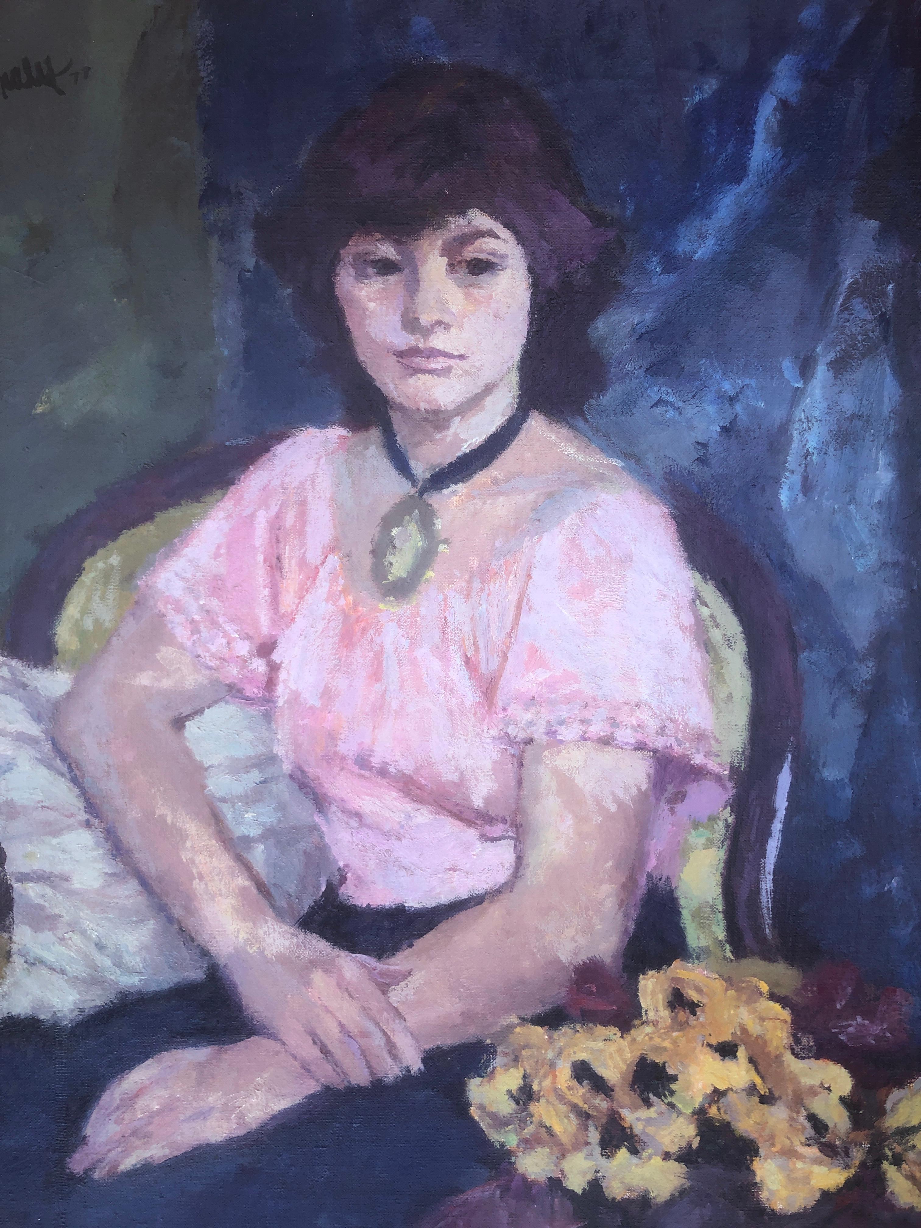Donna in posa dipinto ad olio su tela in vendita 2