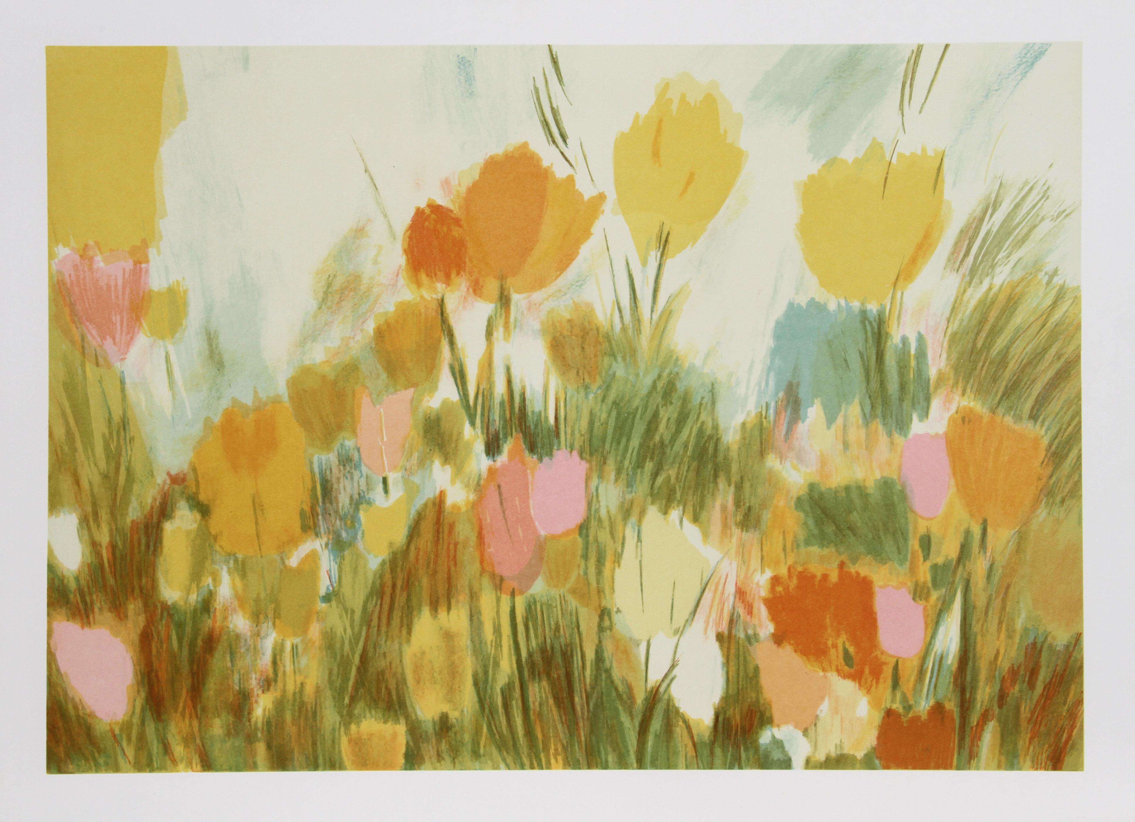 Day Flowers, Signed Floral Lithograph by Joan Paley