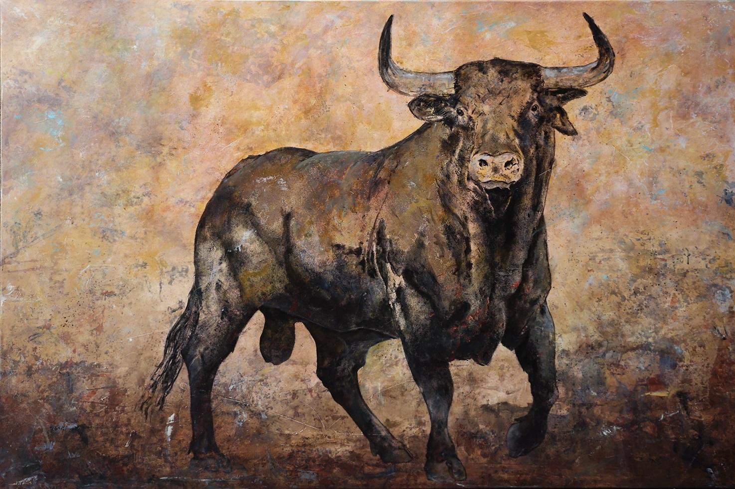 Animal Painting Joan Peris - Brau - 21e siècle, contemporain, figuratif, peinture à l'huile, toile, taureau