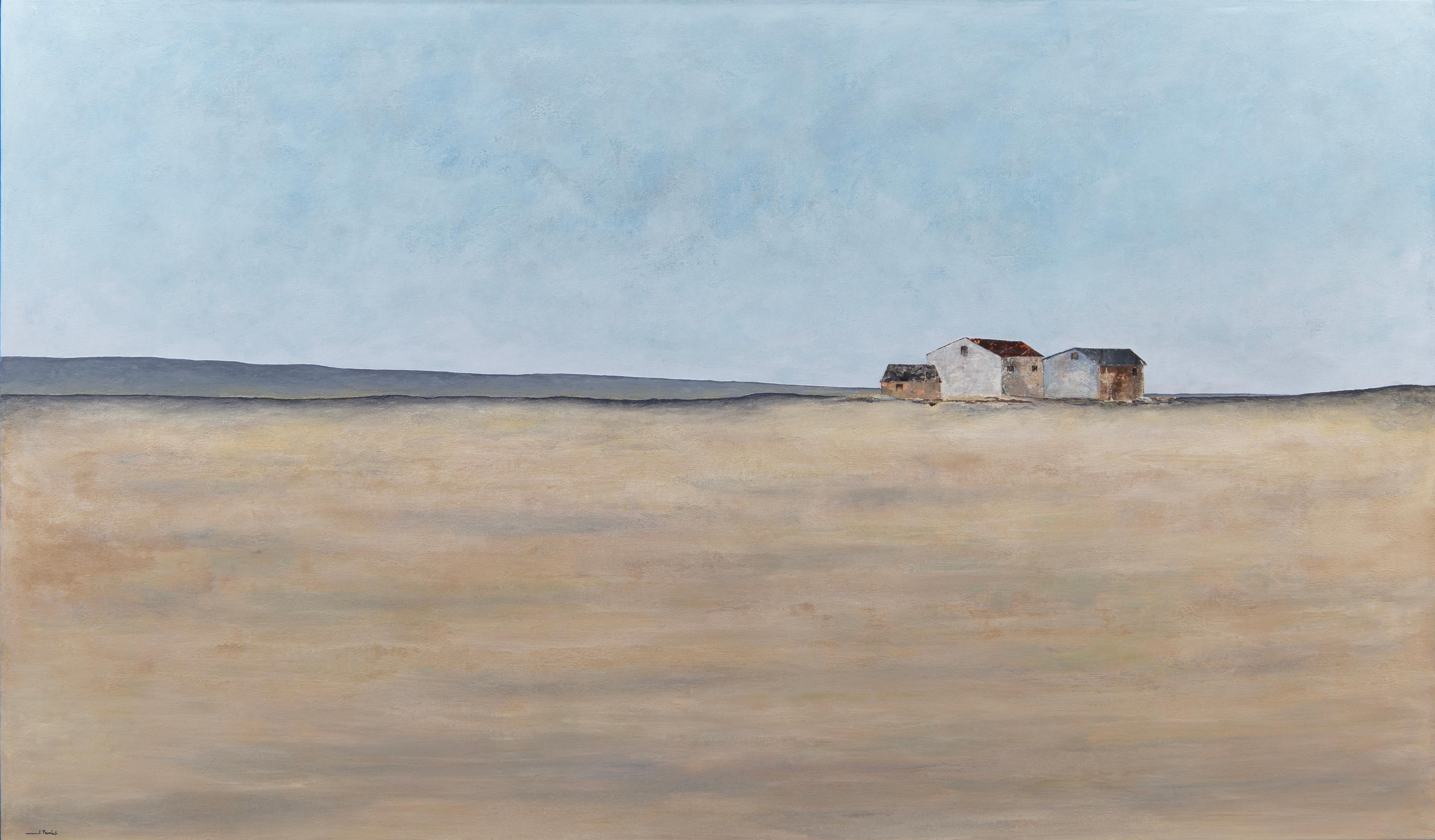 Joan Peris Figurative Painting – La Cesca - 21. Jahrhundert, Zeitgenössisch, Collage, Gemälde, Landschaft