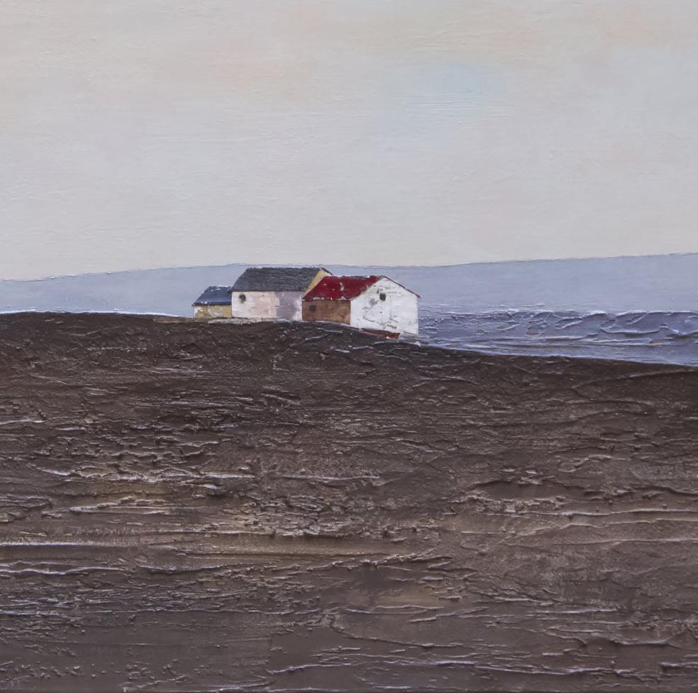 Ca La Nuri - 21st Century, Contemporary, Landscape, Collage, Painting - Gray Landscape Painting by Joan Peris