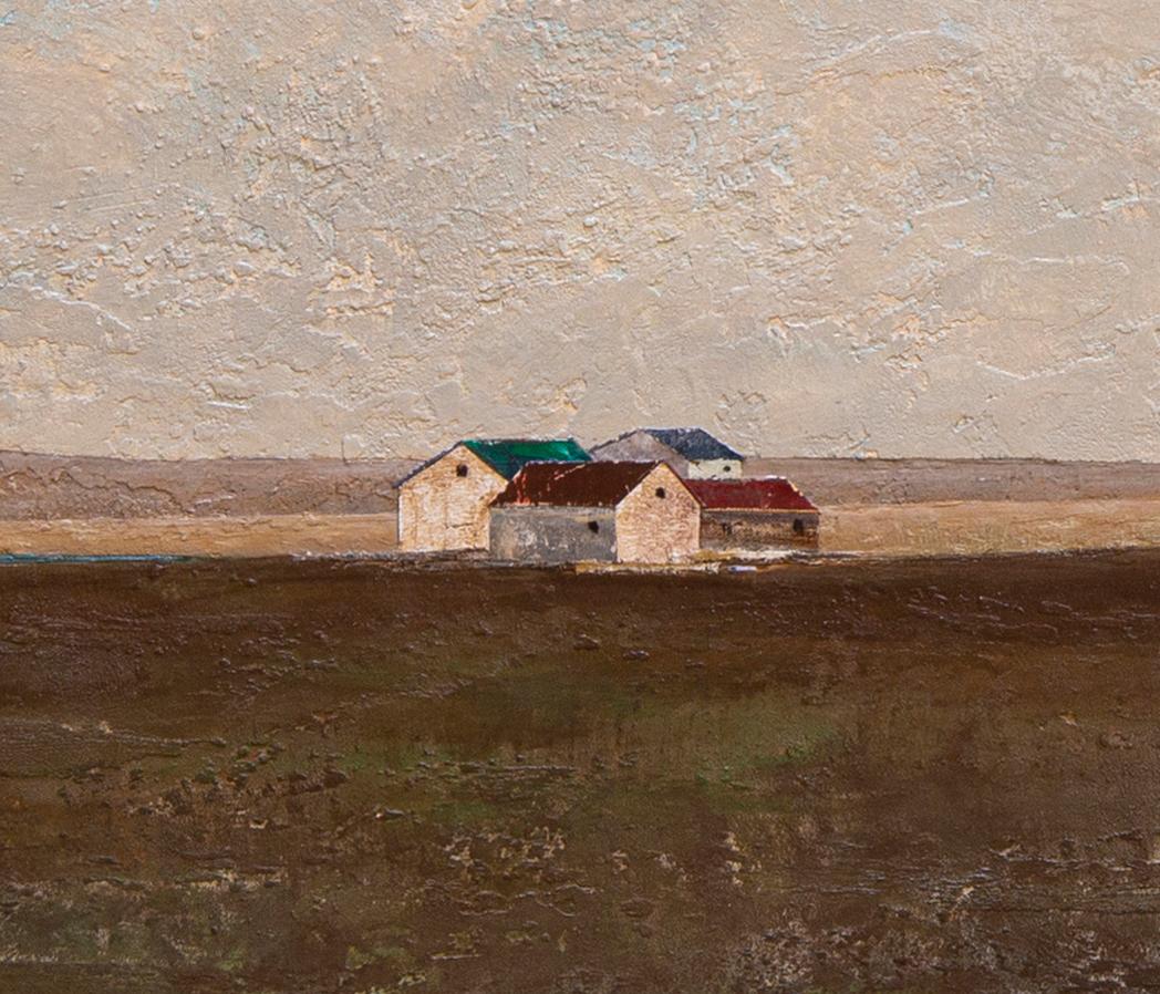 M23 Ca N'Amadeu - 21e siècle, contemporain, paysage, collage, peinture - Beige Landscape Painting par Joan Peris