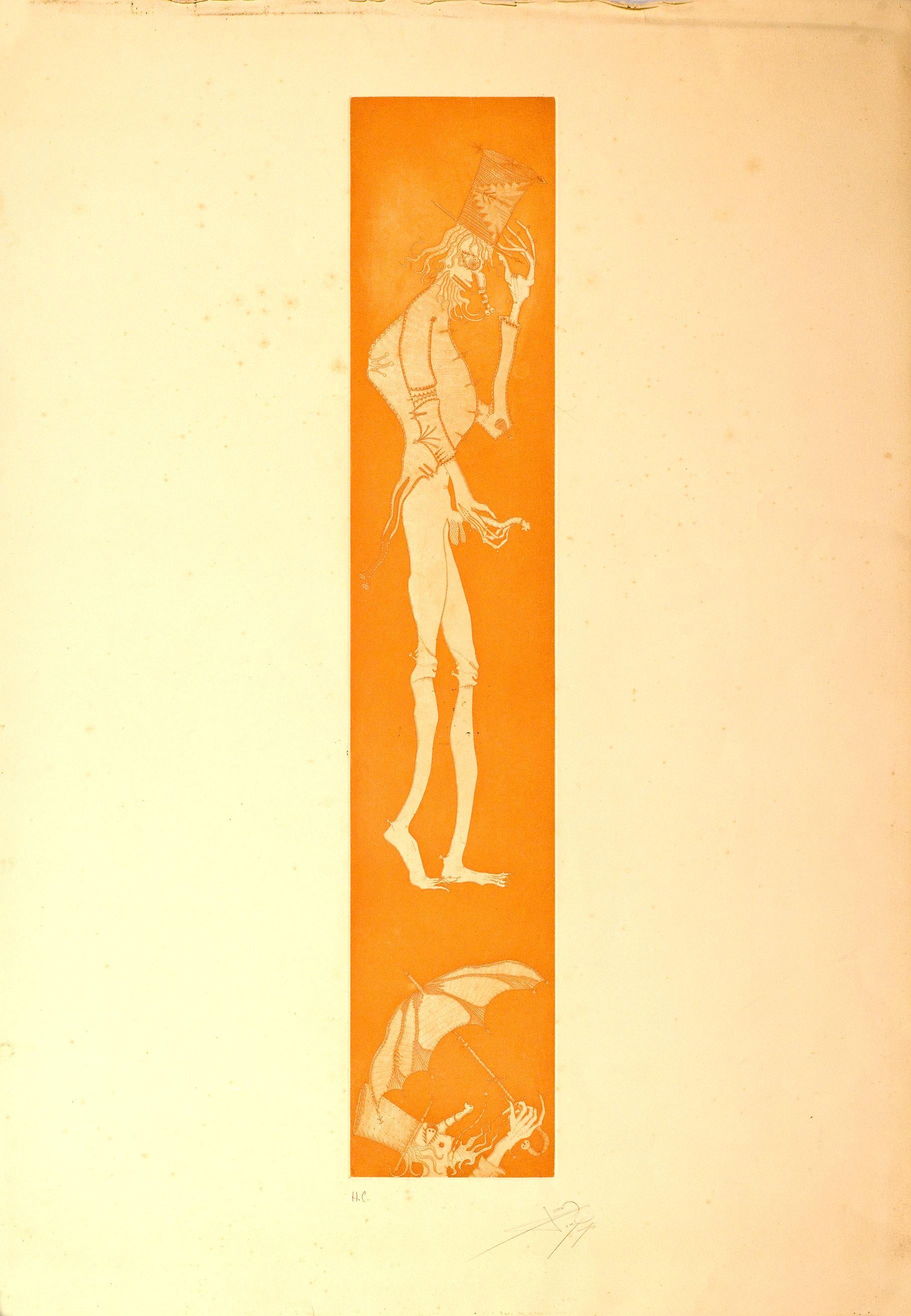 Joan Ponç Figurative Print - Spanish 1973 signed limited edition original art print engraving 40x28 in. n34