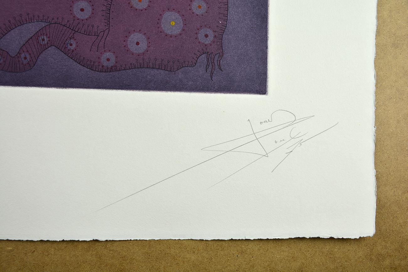 Joan Ponç - UNTITLED Etching. Spanish Surrealism Contemporary Art Purple For Sale 4