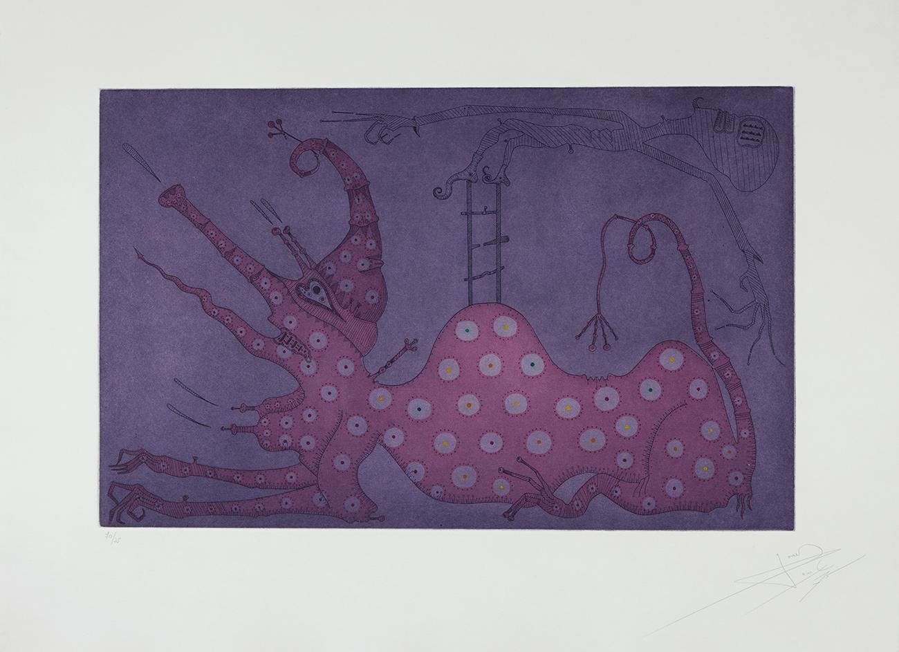 Joan Ponç - SIN TÍTULO 1
Date of creation: 1975
Medium: Etching on paper
Edition number: 70/75
Size: 56 x 76 cm
Condition: In perfect conditions and never framed
Observations: Etching on paper hand signed by Joan Ponç and numbered of an edition of