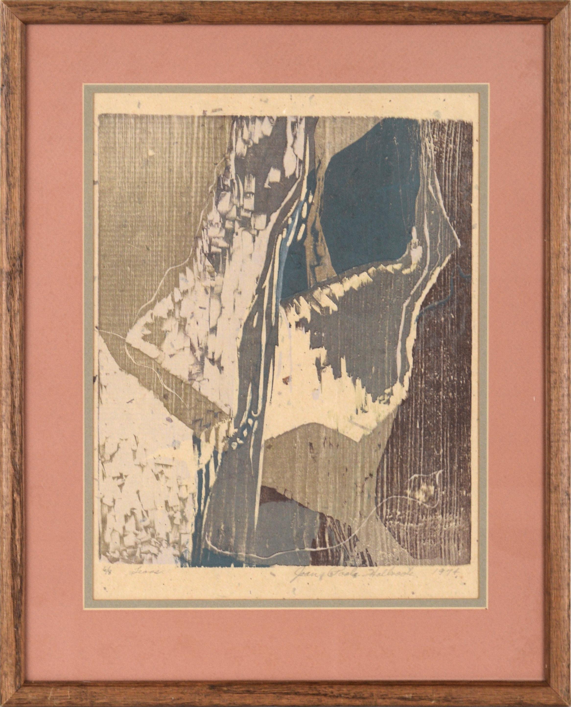Joan Poole Holbrook Abstract Print - "Tears", 1970's Abstract Limited Edition Woodblock Print, 6/8