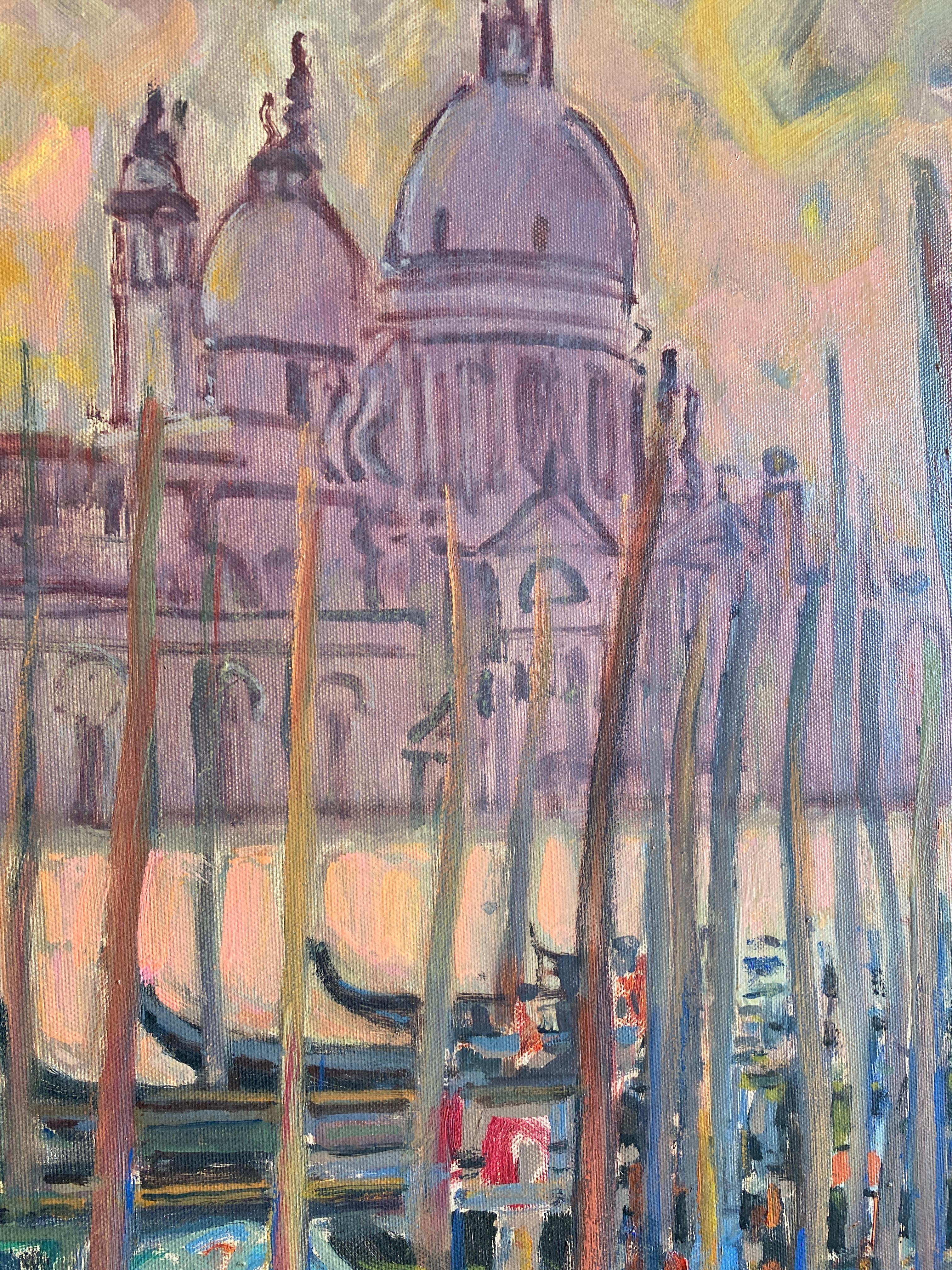 Gondolas in front of Santa Maria della Salute Venezia.  For Sale 2