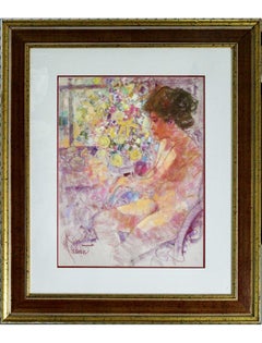 Next To The Window - Joan Raset Pastel on Carson Paper Painting Impressionist