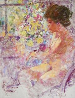 Next To The Window - Joan Raset Pastel on Carson Paper Painting Impressionist