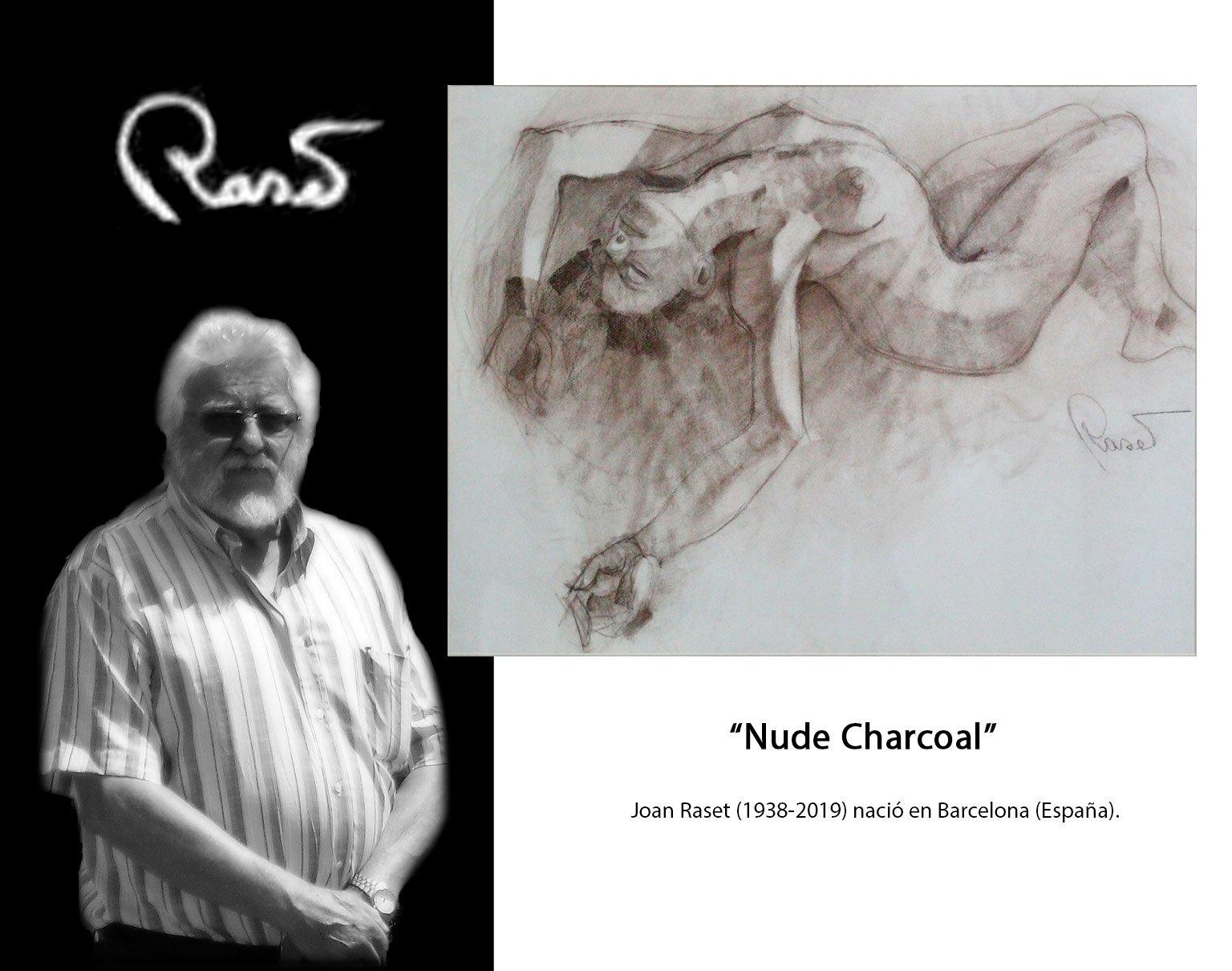 Nude - Joan Raset Charcoal Paper Painting Impressionist For Sale 4