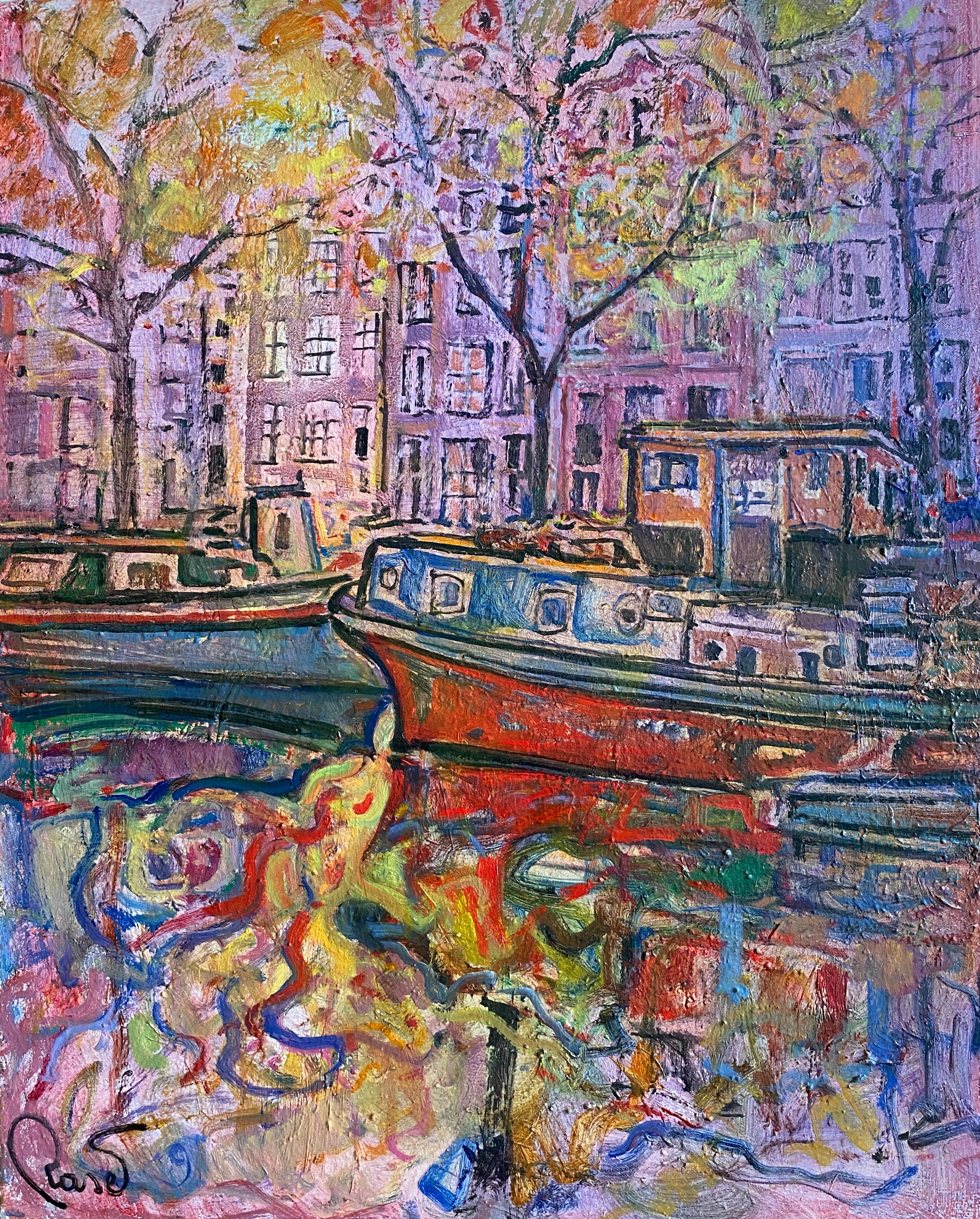 Joan Raset Figurative Painting - Otoño en Amsterdam (Autumn in Amsterdam)