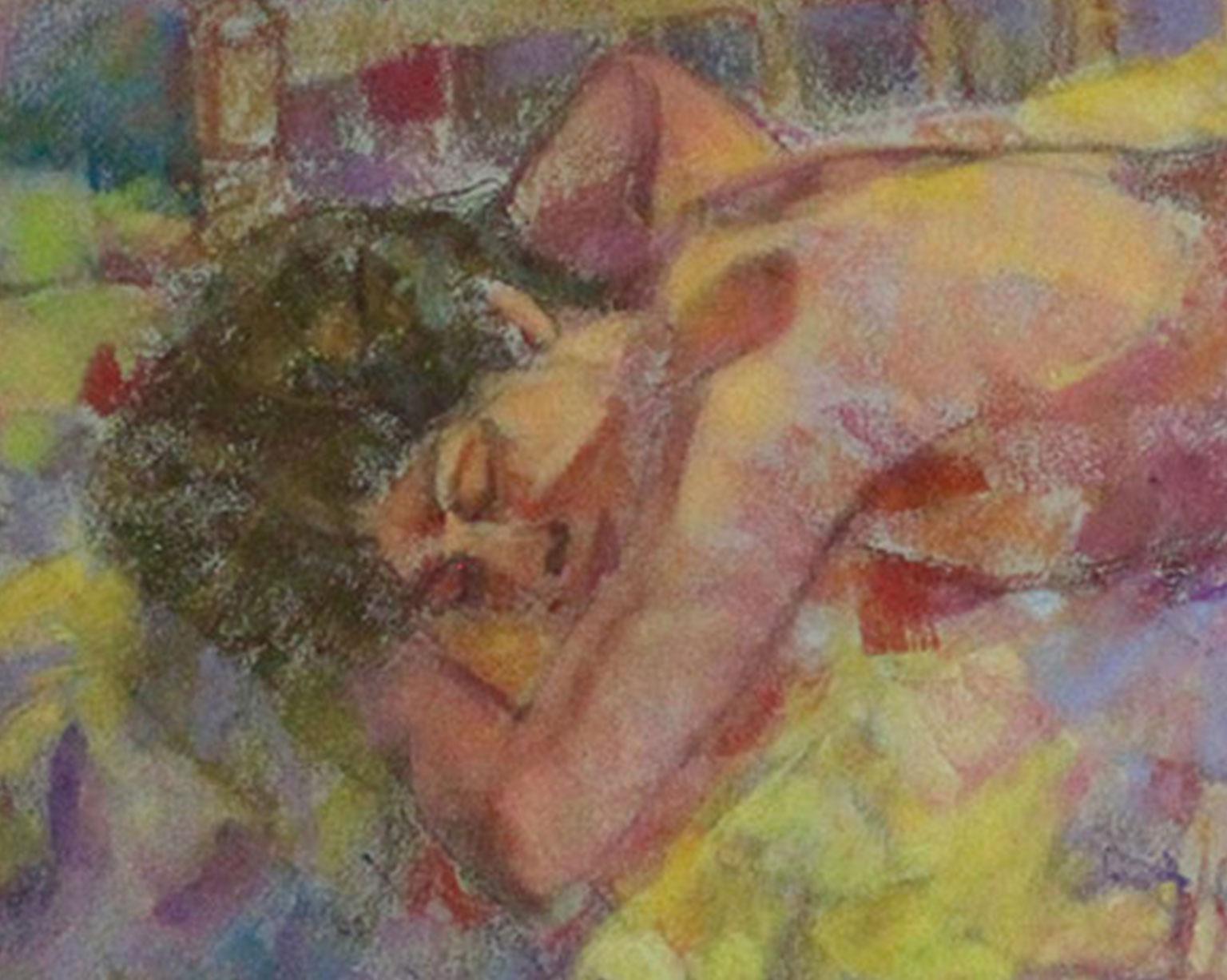 Nap - Joan Raset Pastel on Carson Paper Painting Impressionist  For Sale 1