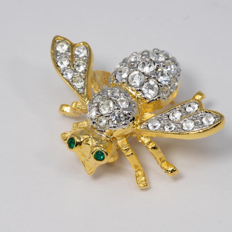 Joan Rivers Clear Crystal Bee Wasp Pin Brooch in Gold, Classics