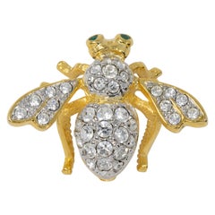 Vintage Joan Rivers Clear Crystal Bee Wasp Pin Brooch in Gold, Classics Collection