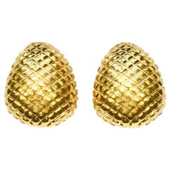 Joan Rivers Gold Plated Crisscross Clip On Earrings circa 1980s