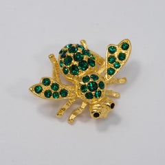 Joan Rivers Green Crystal Bee Wasp Pin Brooch in Gold, Classics Collection