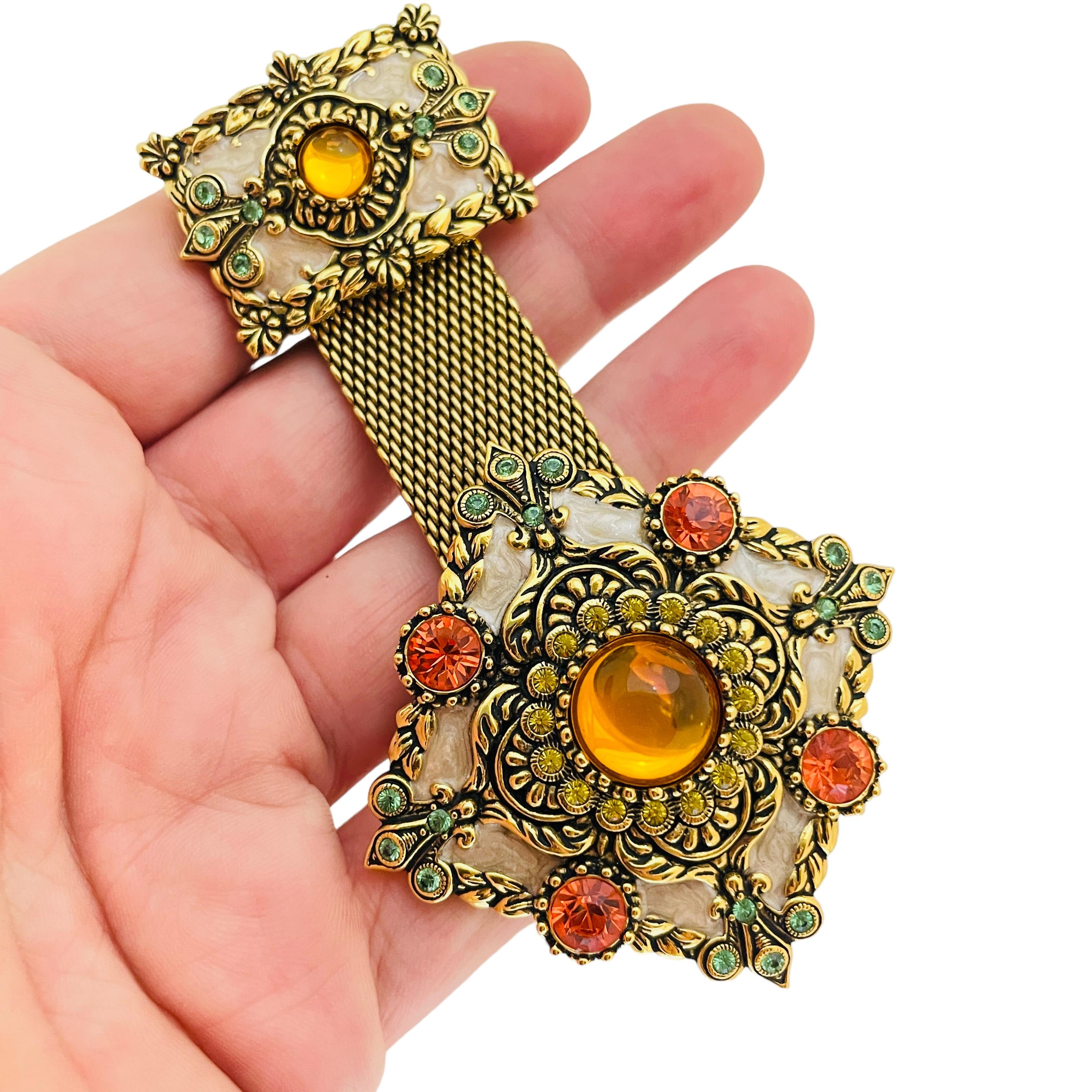 JOAN RIVERS broche de diseño de pasarela firmado en oro ámbar cristal esmaltado en venta 2