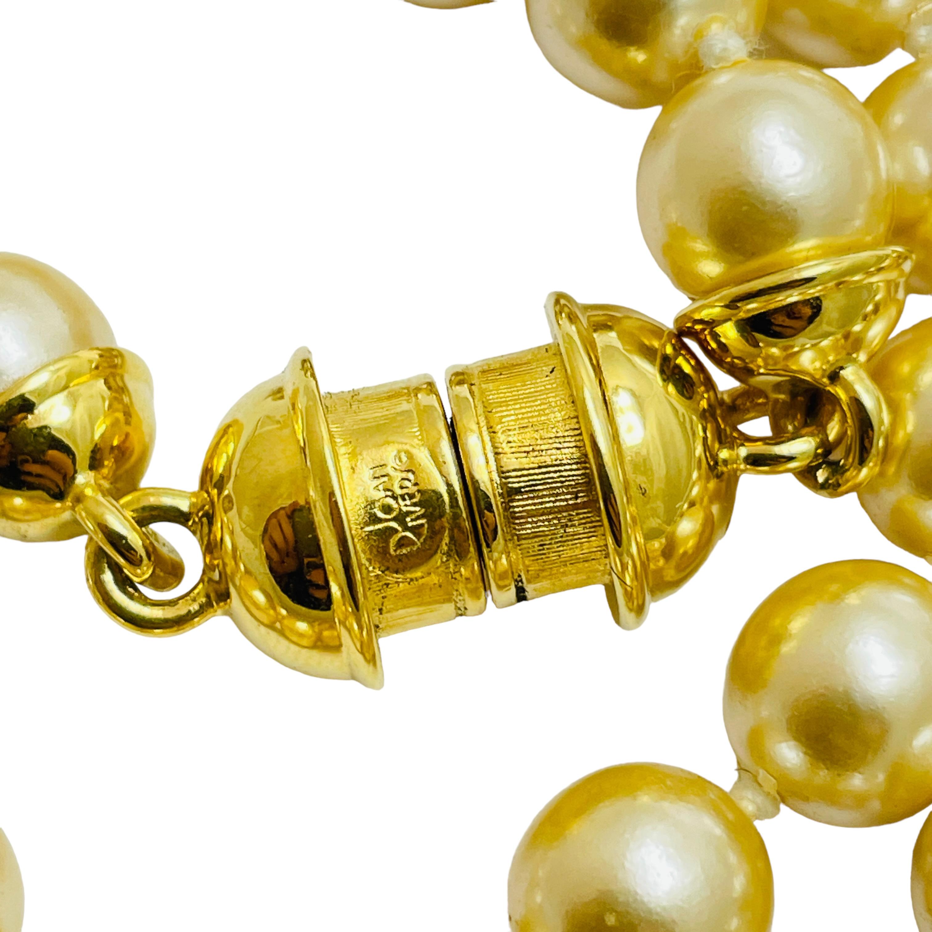 JOAN RIVERS signed gold glass pearls designer necklace In Good Condition For Sale In Palos Hills, IL