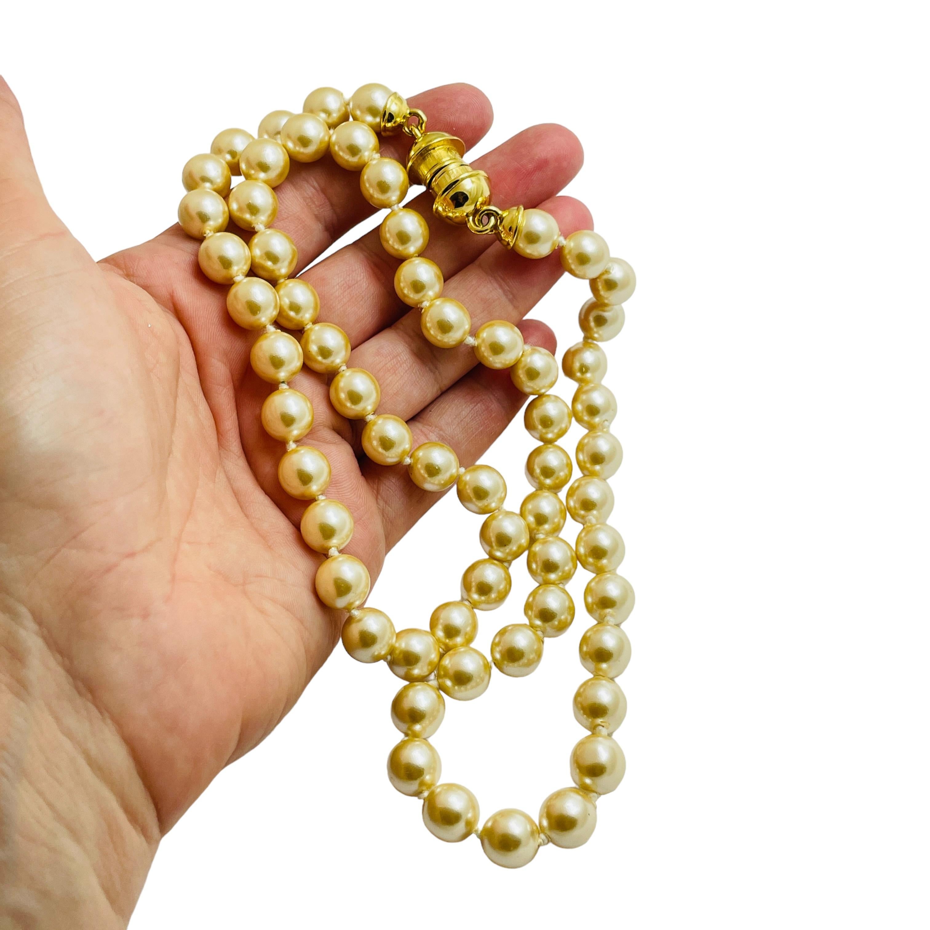 Women's JOAN RIVERS signed gold glass pearls designer necklace For Sale