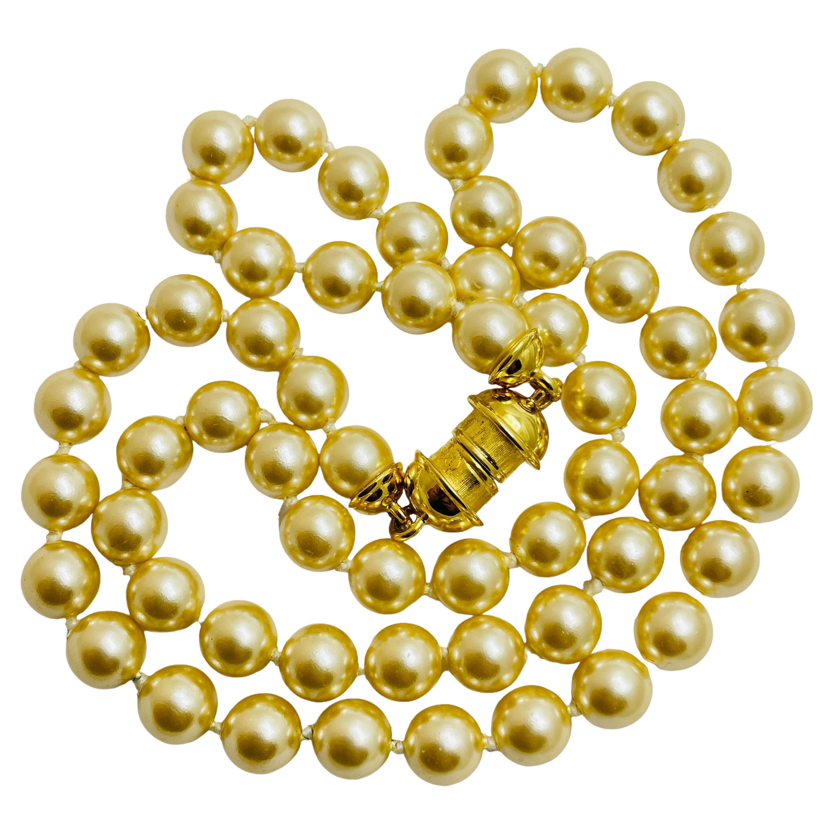JOAN RIVERS signed gold glass pearls designer necklace For Sale