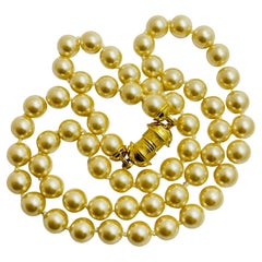JOAN RIVERS signed gold glass pearls designer necklace 