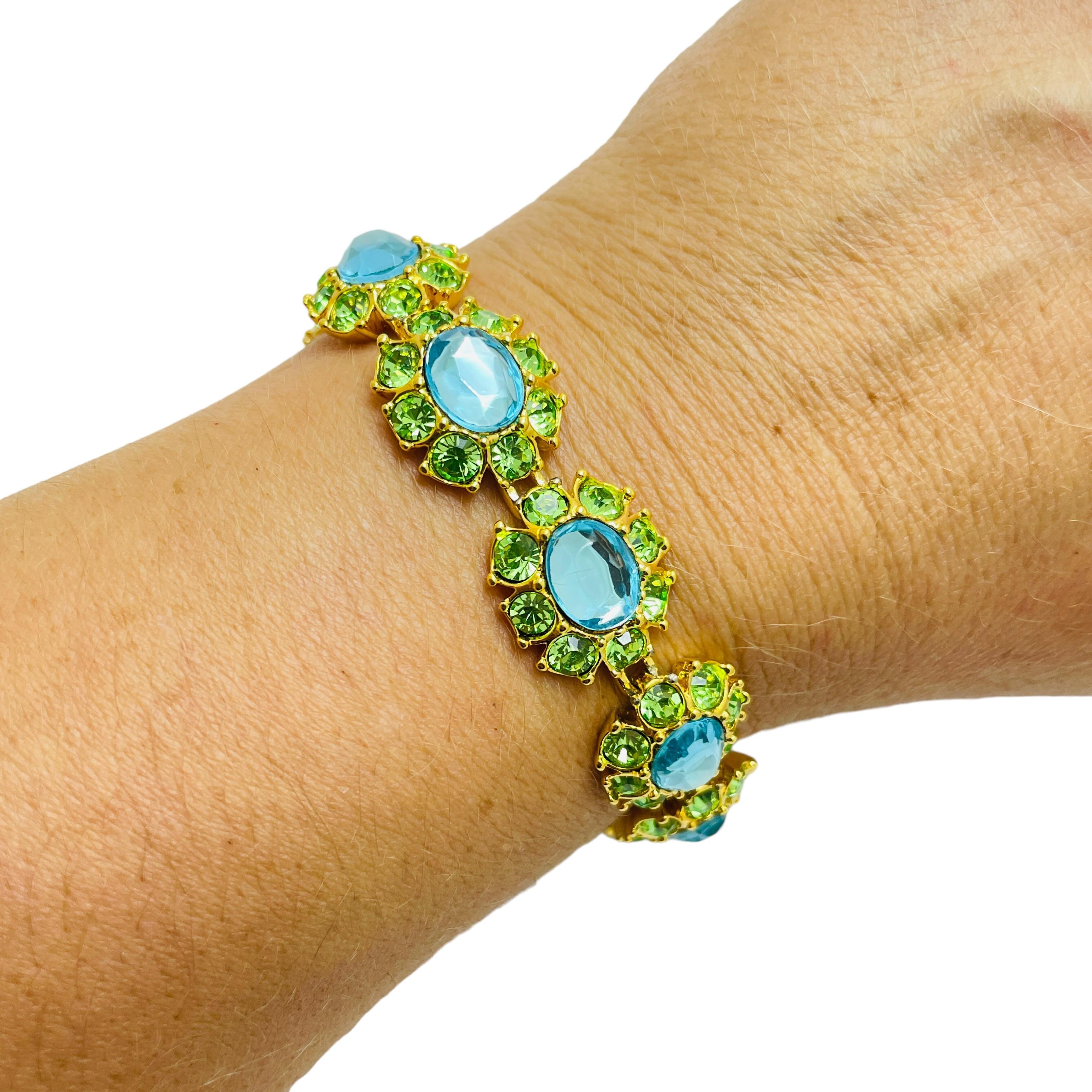 Bracelet vintage signé JOAN RIVERS en cristal plaqué or en vente 1