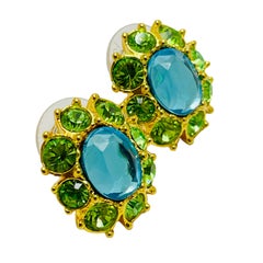 JOAN RIVERS signed gold plated crystal vintage designer earrings