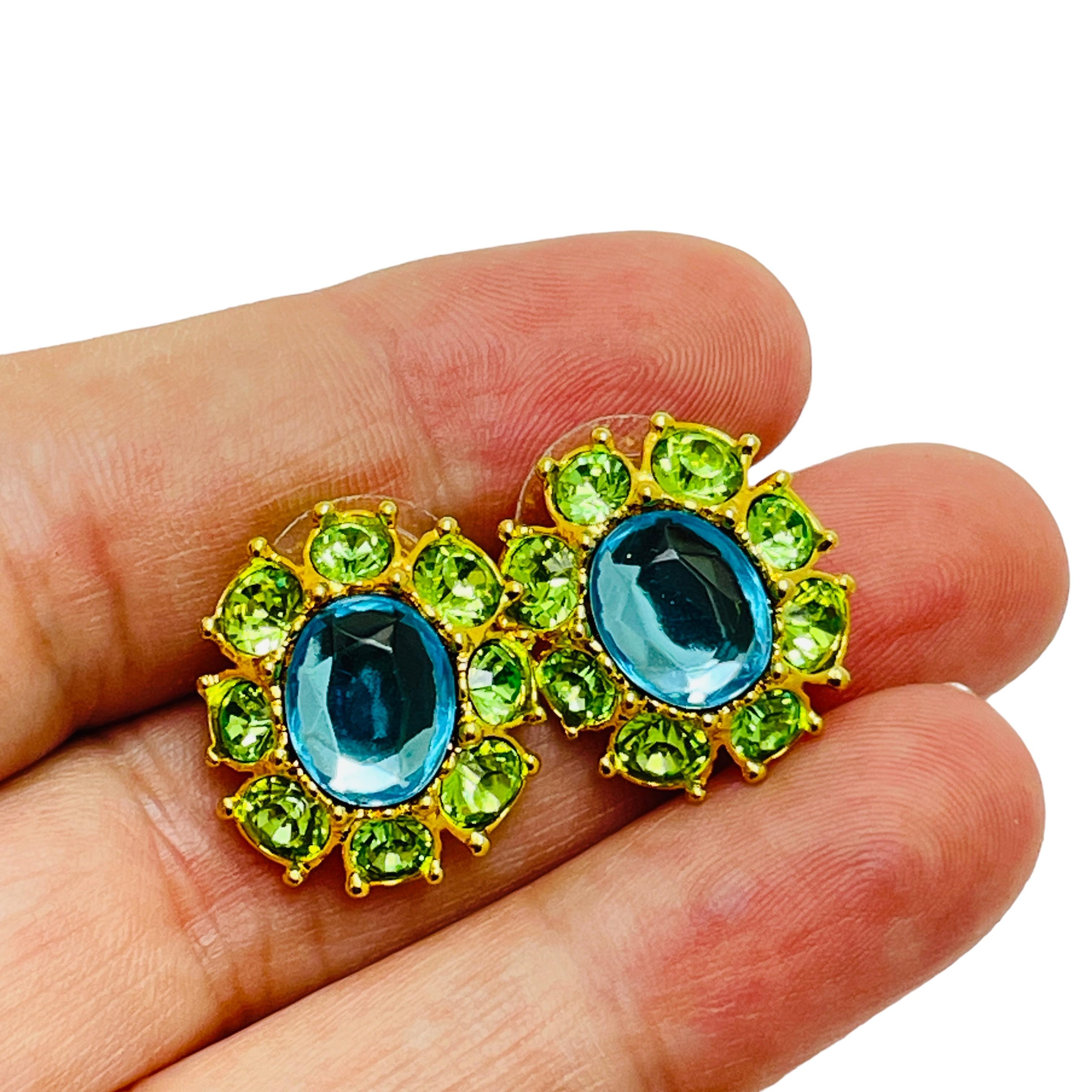 Women's JOAN RIVERS signed gold plated crystal vintage designer earrings For Sale